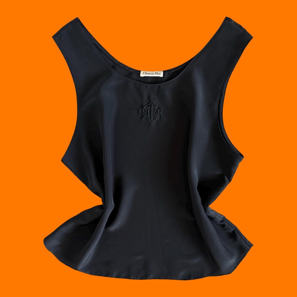 90's vintage black archival minimalist cami tank top shell MEDIUM christian dior